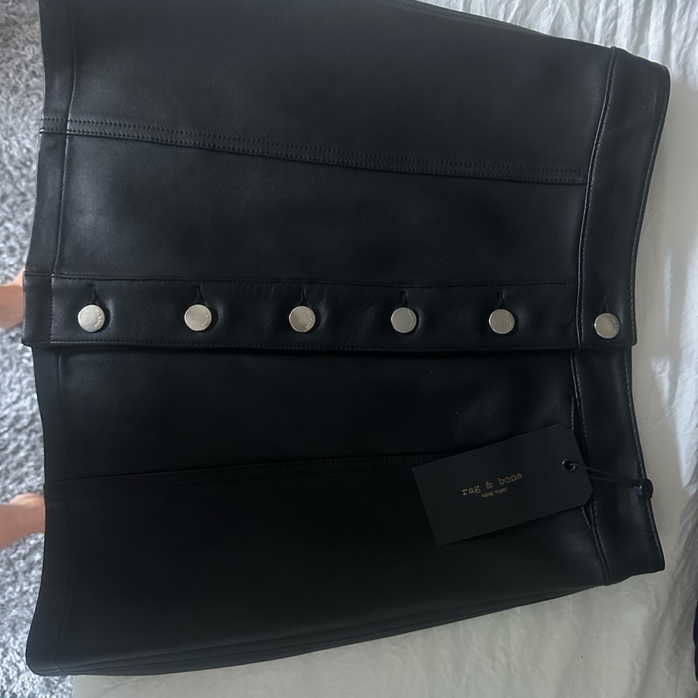 Rag & Bone Black Mini Skirt with Metallic Buttons